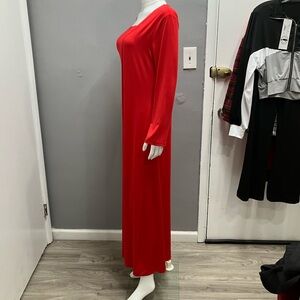 Women’s Red Long-Sleeve Maxi Dress - Classic Silhouette